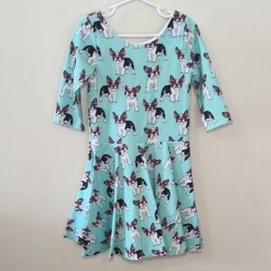 Elizabeth's Closet Blue French Bulldog Print Twirl Dress Blue Girls Size 5T